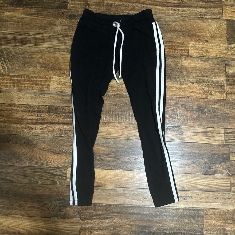 American Eagle Outfitters Black Joggers with White Stripes